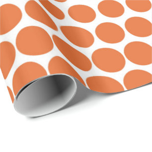 Papier Cadeau Blanc moderne orange de point de polka de carotte
