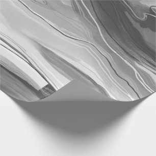 Papier Cadeau Blanc noir marbré par peinture abstraite peinte