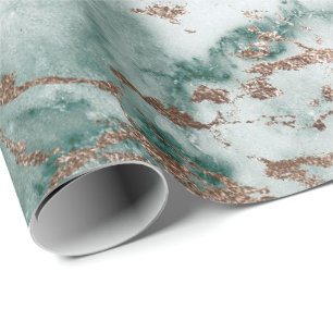 Papier Cadeau Blanc Or Marbre Vert Profond Pierre Gris Turquoise