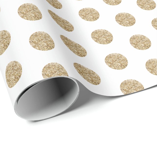 Papier Cadeau Blanc| Papier enveloppant points de Parties scinti (Coin rond)