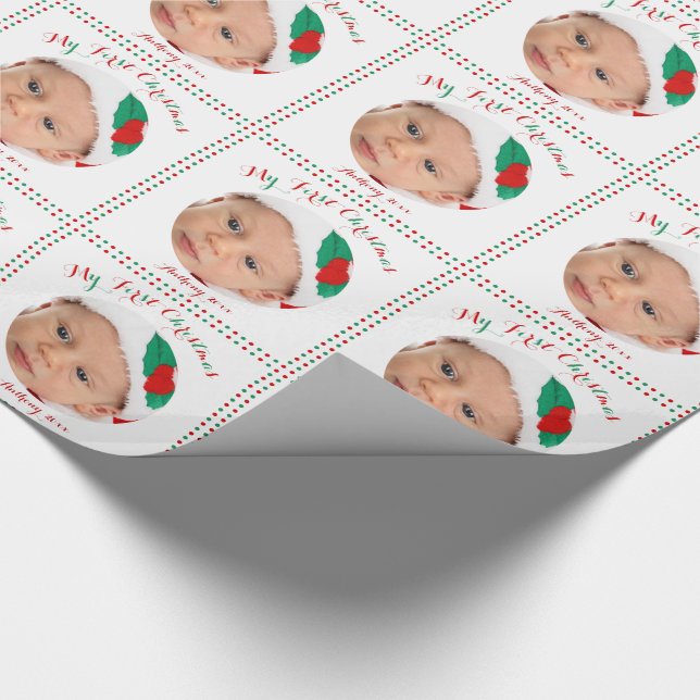 Papier Cadeau Blanc personnalisé Mon premier papier d'enveloppem (Coin)