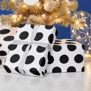 Papier Cadeau blanc & points noirs chic moderne