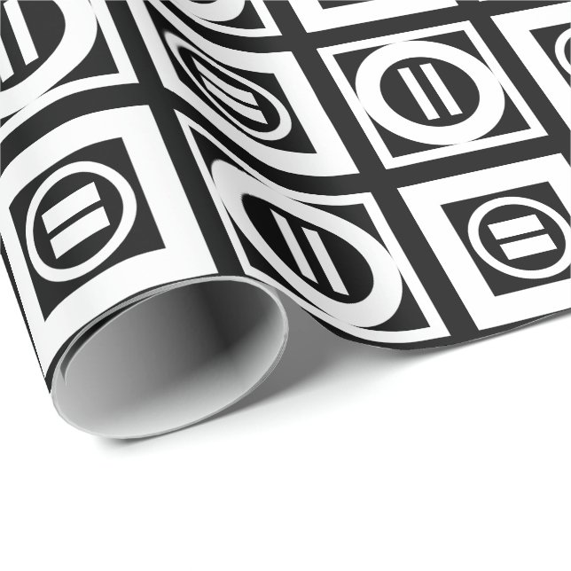 Papier Cadeau Blanc sur le Motif de signalisation géométrique no (Coin rond)
