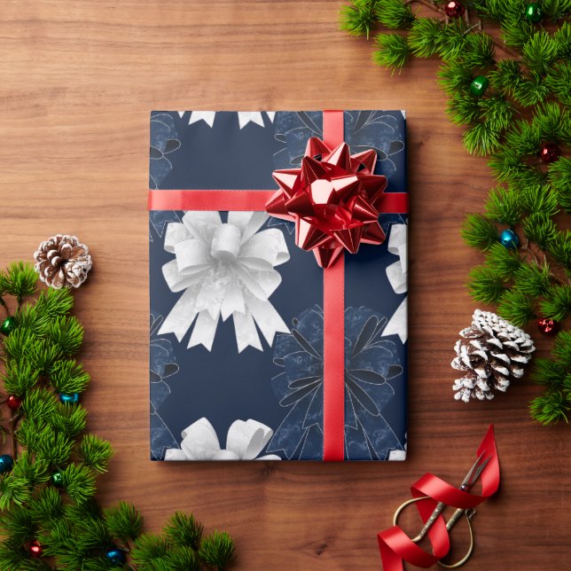 Papier Cadeau Blancs Bleu Noël (Cadeau de vacances)