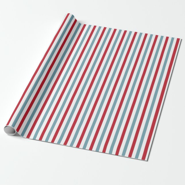 Papier Cadeau Blancs rouges et Bleu Motif de bande patriotique (Déroulé)