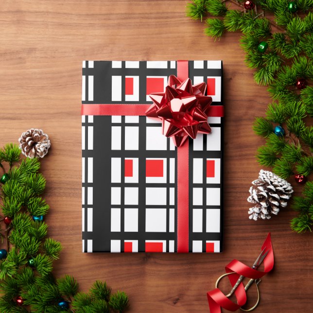 Papier Cadeau Blancs rouges et noirs (Cadeau de vacances)