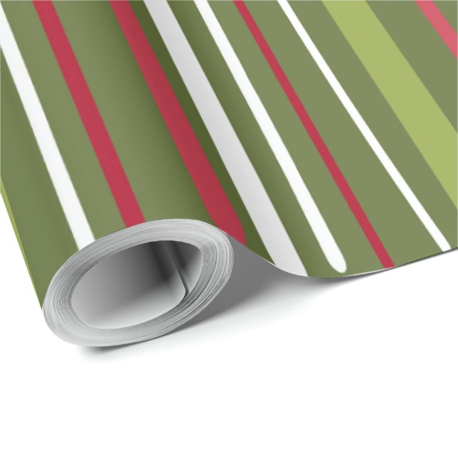 Papier Cadeau Blancs rouges et verts (Coin rond)