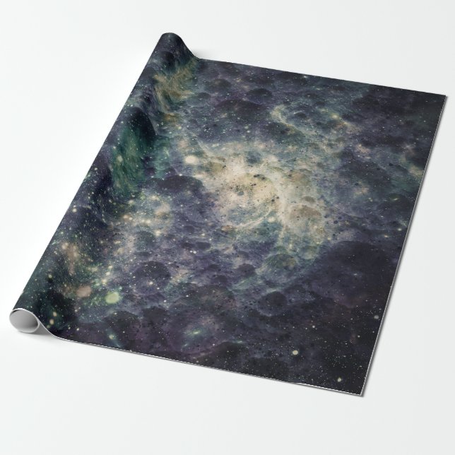 Papier Cadeau Bleak Galaxy Space Rock fête d'anniversaire (Déroulé)