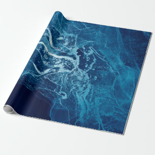 Papier Cadeau Bleu Abstrait. Bleu et blanc Blots. Effacer w