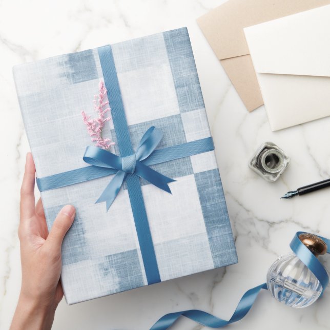 Papier Cadeau Bleu Blanc Denim Jean Anniversaire (Cadeaux)