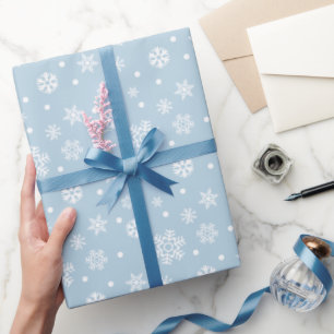 Papier Cadeau Bleu blanc Flammes de neige Noël d'hiver