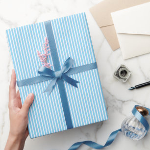 Papier Cadeau Bleu Blanc rayures Noël Anniversaire Mariage Cool