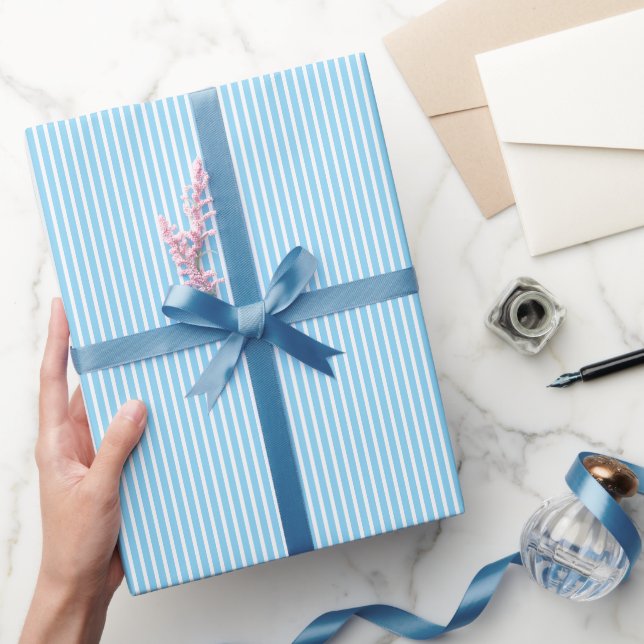 Papier Cadeau Bleu Blanc rayures Noël Anniversaire Mariage Cool (Cadeaux)