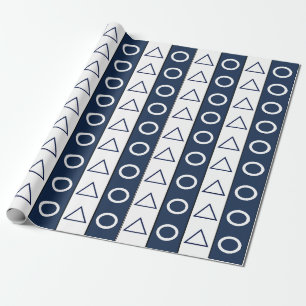 Papier Cadeau Bleu Blancs Cercle Triangle géométrique
