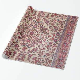 Papier Cadeau Bleu bleu clair rose perse 
