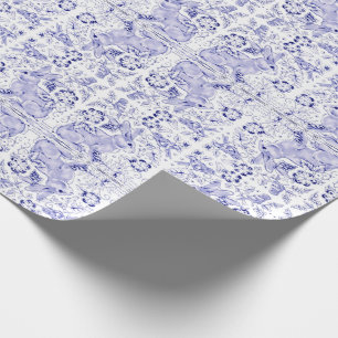 Papier Cadeau Bleu Bleu Lapin Lapin Oiseaux de lapin Dedham Pâqu