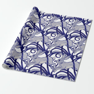 Papier Cadeau Bleu bleu lapin lièvre lapin Art Déco Défiler