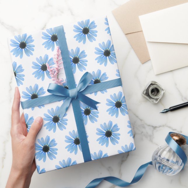 Papier Cadeau Bleu Bleu Sur Blanc (Cadeaux)