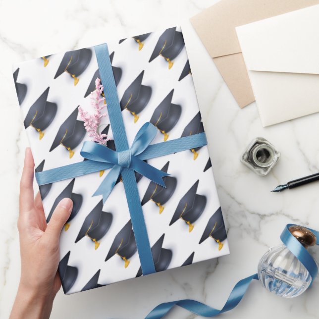 Papier Cadeau Bleu Cap de graduation (Cadeaux)