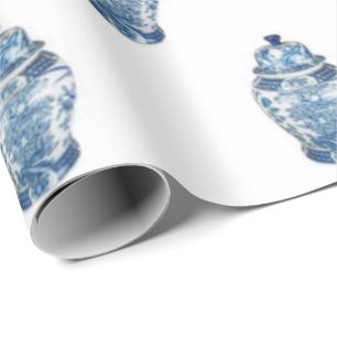 Papier Cadeau Bleu Chinoiserie Ginger Jar Jars Envelopper papier