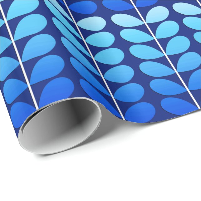 Papier Cadeau Bleu danois de feuille, de marine et de cobalt de (Coin rond)