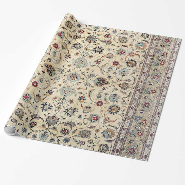 Papier Cadeau Bleu de bébé Dusty Kashan  (Déroulé)