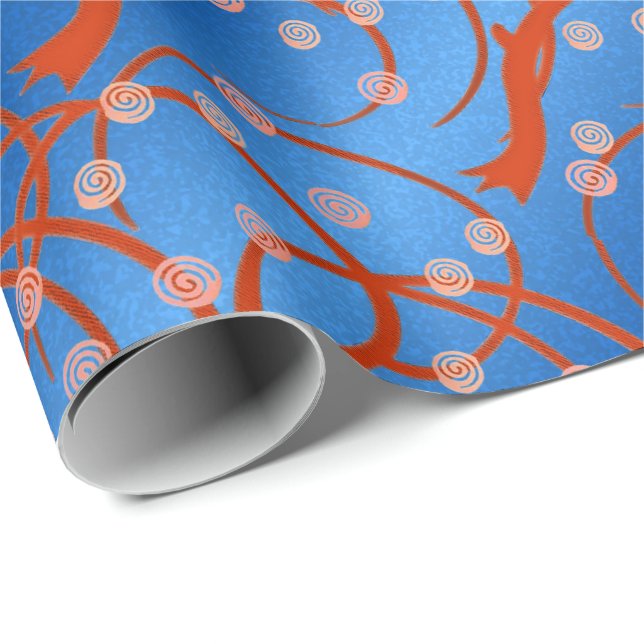 Papier Cadeau Bleu de jasmin (Coin rond)
