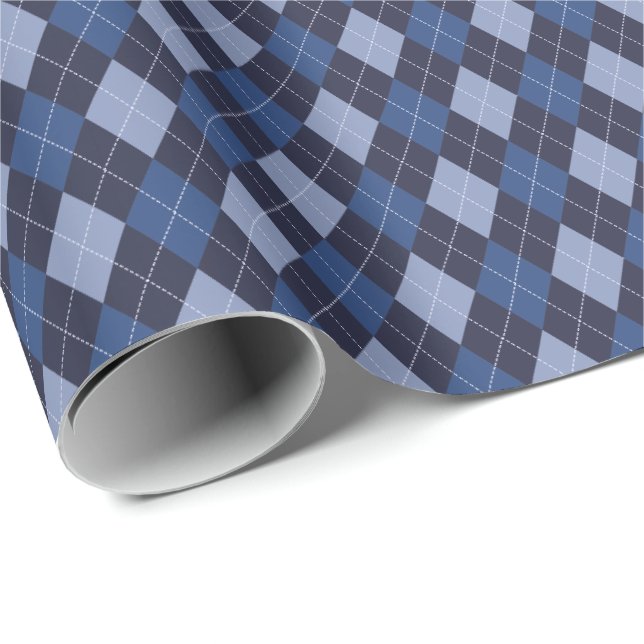 Papier Cadeau Bleu de marine classique Diamants de petits Jacqua (Coin rond)