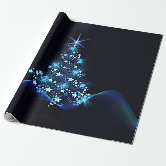 Papier Cadeau Bleu de Noël (Déroulé)