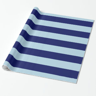 Papier Cadeau Bleu en poudre, Bleu marine Motif en bandes XL V