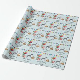 Papier Cadeau Bleu Et Blanc Anniversaire Coloré Greyhound Italie