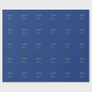 Papier Cadeau Bleu et Or Couleurs Professionnel Tendance Moderne