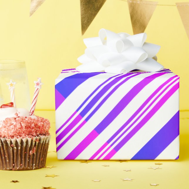 Papier Cadeau Bleu et rose dégradés sur blanc (Fête d'anniversaire)