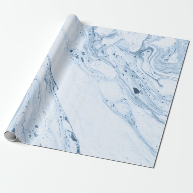 Papier Cadeau Bleu faux marbre (Déroulé)