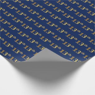 Papier Cadeau Bleu, Faux Or 13ème (Treizième) Événement