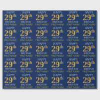 Bleu, Faux Or "HEUREUX 29ème anniversaire"