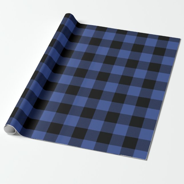 Papier Cadeau Bleu Flannel Boy Plaid (Déroulé)