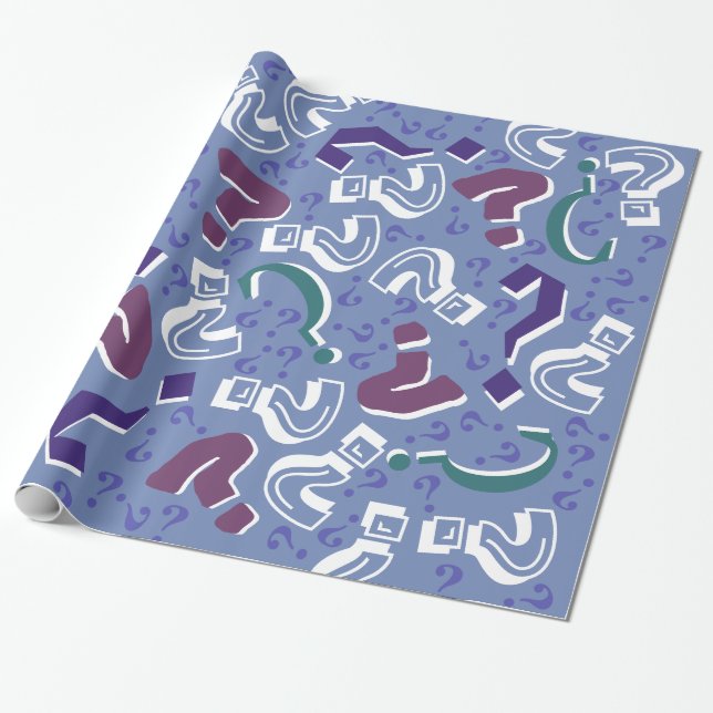 Papier Cadeau Bleu fou d'énigme de mystère de points (Déroulé)