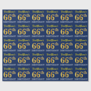 Papier Cadeau Bleu, Imitation or Look "66e anniversaire"