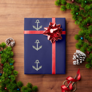 Papier Cadeau bleu marine avec ancre