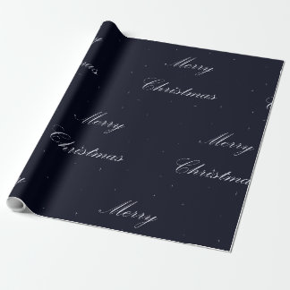 Papier Cadeau Bleu marine avec blanc Joyeux Noël