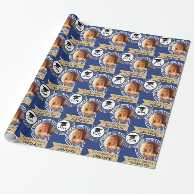 Papier Cadeau Bleu marine et obtention du diplôme de photo de (Déroulé)