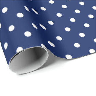 Papier Cadeau Bleu Marine | Papier blanc à enveloppement à point