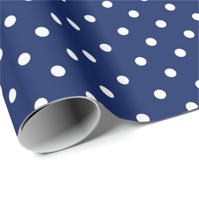 Papier Cadeau Bleu Marine | Papier blanc à enveloppement à point (Coin rond)