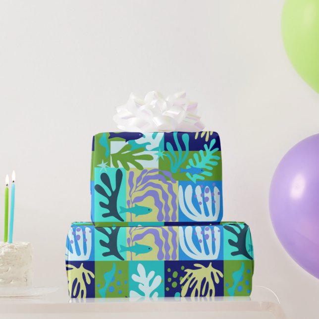 Papier Cadeau Bleu Matisse découpe papier Inspiré Ocean Life (Cadeaux de fête)