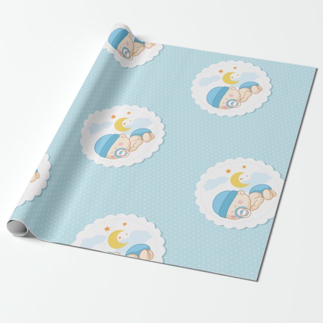Papier Cadeau Bleu mignon de garçon d'enveloppe de cadeau de (Déroulé)