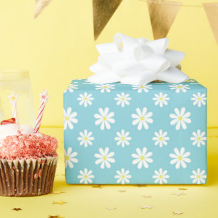 Papier Cadeau Bleu mignon marguerite