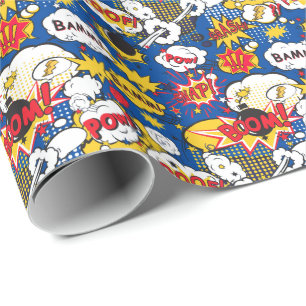 Papier Cadeau Bleu Motif de conception de livre