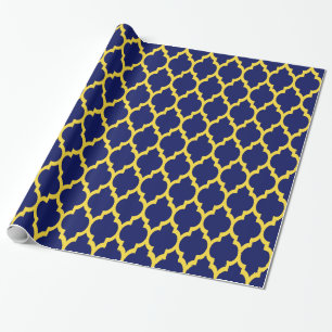 Papier Cadeau Bleu Nuit Pineapple Jaune Marocain #4
