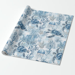 Papier Cadeau Bleu Rêvé sous le Baby shower marin